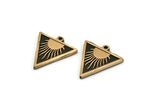 Brass Triangle Charm, 2 Raw Brass Triangle Charm With 1 Loop, Copper Sun Findings, Copper Sun Rising (20x18x1.7mm) N2372