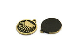 Brass Round Charm, 2 Raw Brass Round Charms With 1 Loop, Sun Findings, Sun Rising Findings (19x16x1.4mm) N2358