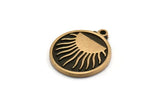 Brass Round Charm, 2 Raw Brass Round Charm With 1 Loop, Copper Sun Findings, Copper Sun Rising (19x16x1.4mm) N2359