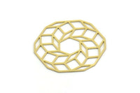 Brass Round Charm, 2 Raw Brass Cube Shaped Charms, Findings (37x35x0.60mm) SMP0214