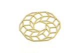 Brass Round Charm, 2 Raw Brass Cube Shaped Charms, Findings (37x35x0.60mm) SMP0214