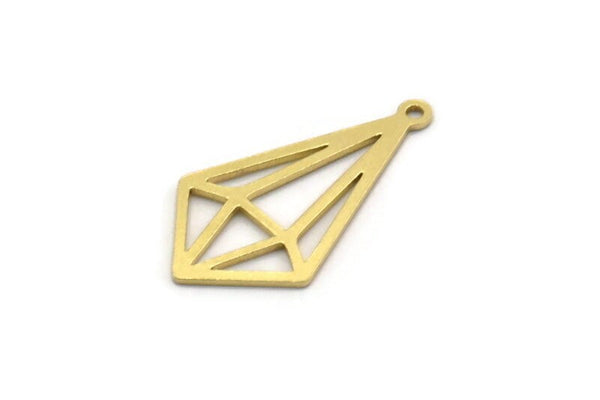 Brass Diamond Charm, 12 Raw Brass Diamond Shaped Charms With 1 Loop, Pendant Findings (23x13x0.60mm) SMP0219