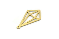 Brass Diamond Charm, 12 Raw Brass Diamond Shaped Charms With 1 Loop, Pendant Findings (23x13x0.60mm) SMP0219