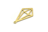 Brass Diamond Charm, 12 Raw Brass Diamond Shaped Charms With 1 Loop, Pendant Findings (23x13x0.60mm) SMP0219