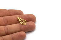 Brass Diamond Charm, 12 Raw Brass Diamond Shaped Charms With 1 Loop, Pendant Findings (23x13x0.60mm) SMP0219