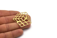 Brass Cube Charm, Raw Brass Rubic Cube Shaped Charm, Necklace Charms, Findings (38x39x0.60mm) SMP0220