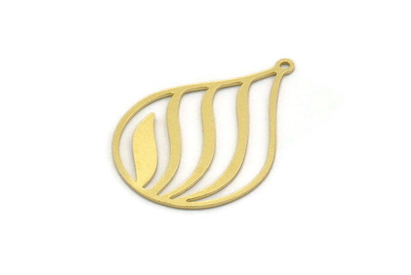 Brass Drop Charm, 4 Raw Brass Drop Shaped Charms With 1 Loop, Findings (30x22x0.60mm) SMP0221