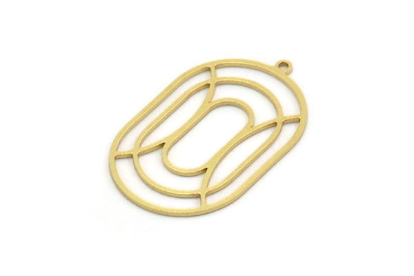 Brass Oval Charm, 4 Raw Brass Oval Charms With 1 Loop, Earring Charms (35x22x0.80mm) SMP0222