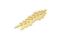 Brass Leaf Charm, 6 Raw Brass Branch Charms With 1 Loop, Charm Pendants (52x16x0.60mm) SMP0225 A4001