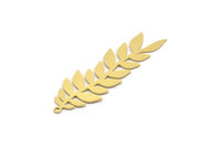 Brass Leaf Charm, 6 Raw Brass Branch Charms With 1 Loop, Charm Pendants (52x16x0.60mm) SMP0225 A4001