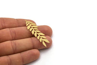 Brass Leaf Charm, 6 Raw Brass Branch Charms With 1 Loop, Charm Pendants (52x16x0.60mm) SMP0225 A4001