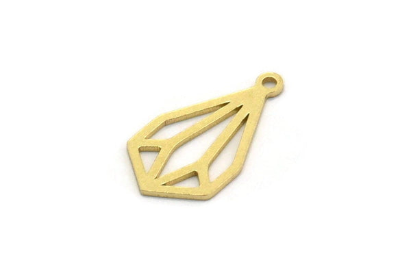 Brass Diamond Charm, 24 Raw Brass Diamond Shaped Charms With 1 Loop, Pendant Findings (17x9x0.60mm) SMP0227