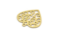 Brass Heart Charm, 8 Raw Brass Heart Shaped Charms With 1 Loop, Findings, Pendants (18x18x0.60mm) SMP0230