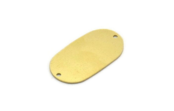 Brass Oval Charm, 6 Raw Brass Oval Charms With 2 Holes, Connectors (28x15.5x0.60mm) A6774