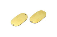 Brass Oval Charm, 6 Raw Brass Oval Charms With 2 Holes, Connectors (28x15.5x0.60mm) A6774