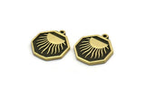 Brass Octagon Charm, 2 Raw Brass Octagon Charms With 1 Loop, Sun Findings, Brass Sun Rising, Brass Sunshine Findings (19x16x1.4mm) N2374