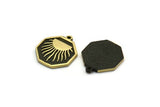 Brass Octagon Charm, 2 Raw Brass Octagon Charms With 1 Loop, Sun Findings, Brass Sun Rising, Brass Sunshine Findings (19x16x1.4mm) N2374