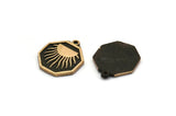 Brass Octagon Charm, 2 Raw Brass Octagon Charms With 1 Loop, Sun Findings, Copper Sun Rising, Copper Sunshine Findings (19x16x1.4mm) N2375