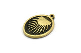 Brass Oval Charm, 2 Raw Brass Oval Charms With 1 Loop, Sun Findings, Sun Rising Findings (20x15x1.7mm) N2368