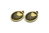 Brass Oval Charm, 2 Raw Brass Oval Charms With 1 Loop, Sun Findings, Sun Rising Findings (20x15x1.7mm) N2368