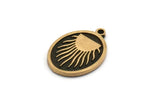 Brass Oval Charm, 2 Raw Brass Oval Charms With 1 Loop, Copper Sun Findings, Copper Sun Rising (20x15x1.7mm) N2369