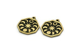 Brass Octagon Charm, 2 Raw Brass Octagon Charms With 1 Loop, Moon Phases Findings, Star Findings (19x16x1.4mm) N2330