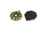 Brass Octagon Charm, 2 Raw Brass Octagon Charms With 1 Loop, Moon Phases Findings, Star Findings (19x16x1.4mm) N2330