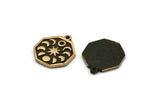 Brass Octagon Charm, 2 Raw Brass Octagon Charms With 1 Loop, Copper Moon Phases Findings, Copper Star Findings (19x16x1.4mm) N2331