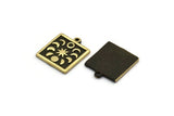 Brass Square Charm, 2 Raw Brass Square Charms With 1 Loop, Moon Phases Findings, Star Findings (18x16x1.4mm) N2355