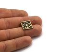 Brass Square Charm, 2 Raw Brass Square Charms With 1 Loop, Copper Moon Phases Findings, Copper Star Findings (18x16x1.4mm) N2356