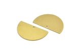 Semi Circle Charm, 4 Raw Brass Half Moon Charms With 1 Hole, Stamping Blank (33x20x0.80mm) A6643