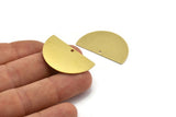 Semi Circle Charm, 4 Raw Brass Half Moon Charms With 1 Hole, Stamping Blank (33x20x0.80mm) A6643