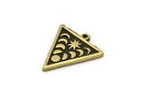 Brass Triangle Charm, 2 Raw Brass Triangle Charms With 1 Loop, Moon Phases Findings, Star Findings (20x18x1.4mm) N2352