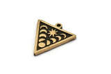 Brass Triangle Charm, 2 Raw Brass Triangle Charms With 1 Loop, Copper Moon Phases Findings, Copper Star Findings (20x18x1.4mm) N2353
