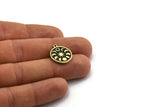 Brass Round Charm, 2 Raw Brass Round Charms With 1 Loop, Moon Phases Findings, Star Findings (19x16x1.5mm) N2324