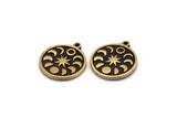 Brass Round Charm, 2 Raw Brass Round Charms With 1 Loop, Copper Moon Phases Findings, Copper Star Findings (19x16x1.5mm) N2325