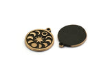 Brass Round Charm, 2 Raw Brass Round Charms With 1 Loop, Copper Moon Phases Findings, Copper Star Findings (19x16x1.5mm) N2325