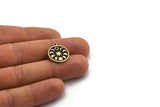 Brass Round Charm, 2 Raw Brass Round Charms With 1 Loop, Copper Moon Phases Findings, Copper Star Findings (19x16x1.5mm) N2325