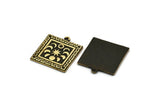 Brass Square Charm, Raw Brass Square Charm With 1 Loop, Moon Phases Findings, Star Findings (26x23x1.5mm) N2345