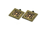 Brass Square Charm, Raw Brass Square Charm With 1 Loop, Copper Moon Phases Findings, Copper Star Findings (26x23x1.5mm) N2346