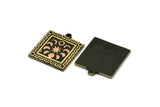 Brass Square Charm, Raw Brass Square Charm With 1 Loop, Copper Moon Phases Findings, Copper Star Findings (26x23x1.5mm) N2346