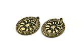 Brass Oval Charm, Raw Brass Oval Charm With 1 Loop, Moon Phases Findings, Star Findings (30x23x1.5mm) N2317