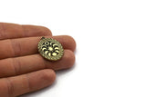 Brass Oval Charm, Raw Brass Oval Charm With 1 Loop, Moon Phases Findings, Star Findings (30x23x1.5mm) N2317