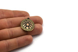 Brass Oval Charm, Raw Brass Oval Charm With 1 Loop, Copper Moon Phases Findings, Copper Star Findings (30x23x1.5mm) N2319