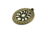 Brass Oval Charm, Raw Brass Oval Charm With 1 Loop, White Brass Moon Findings, White Brass Moon Phases Charms (30x23x1.5mm) N2318