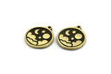 Brass Round Charm, 2 Raw Brass Round Charms With 1 Loop, Cloud Findings, Moon And Star Findings (19x16x1.4mm) N2336