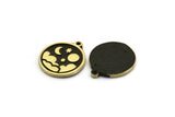Brass Round Charm, 2 Raw Brass Round Charms With 1 Loop, Cloud Findings, Moon And Star Findings (19x16x1.4mm) N2336