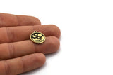 Brass Round Charm, 2 Raw Brass Round Charms With 1 Loop, Cloud Findings, Moon And Star Findings (19x16x1.4mm) N2336