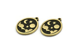 Brass Oval Charm, 2 Raw Brass Oval Charms With 1 Loop, Cloud Findings, Moon And Star Findings (20x15x1.4mm) N2314