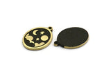 Brass Oval Charm, 2 Raw Brass Oval Charms With 1 Loop, Cloud Findings, Moon And Star Findings (20x15x1.4mm) N2314